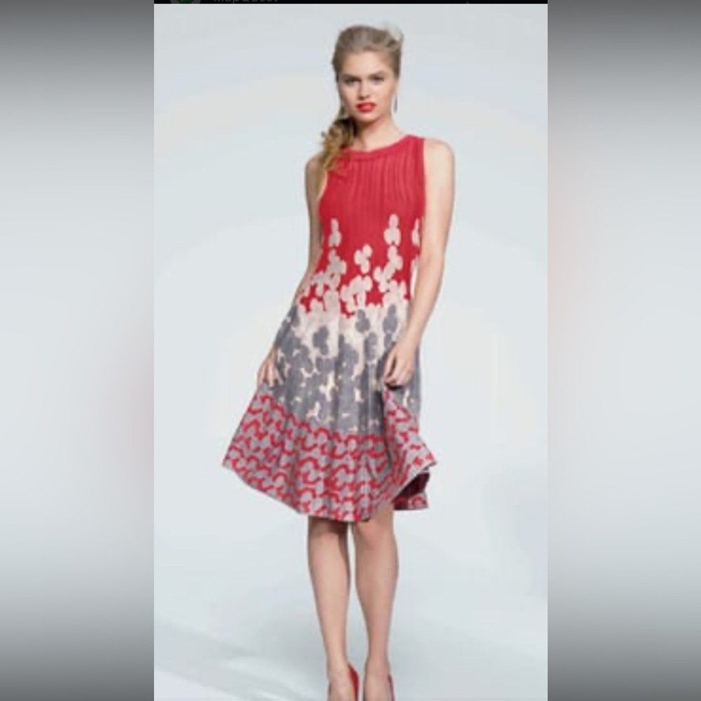 Nic+Zoe coral and gray Sleeveless Dress Sz 3x EUC